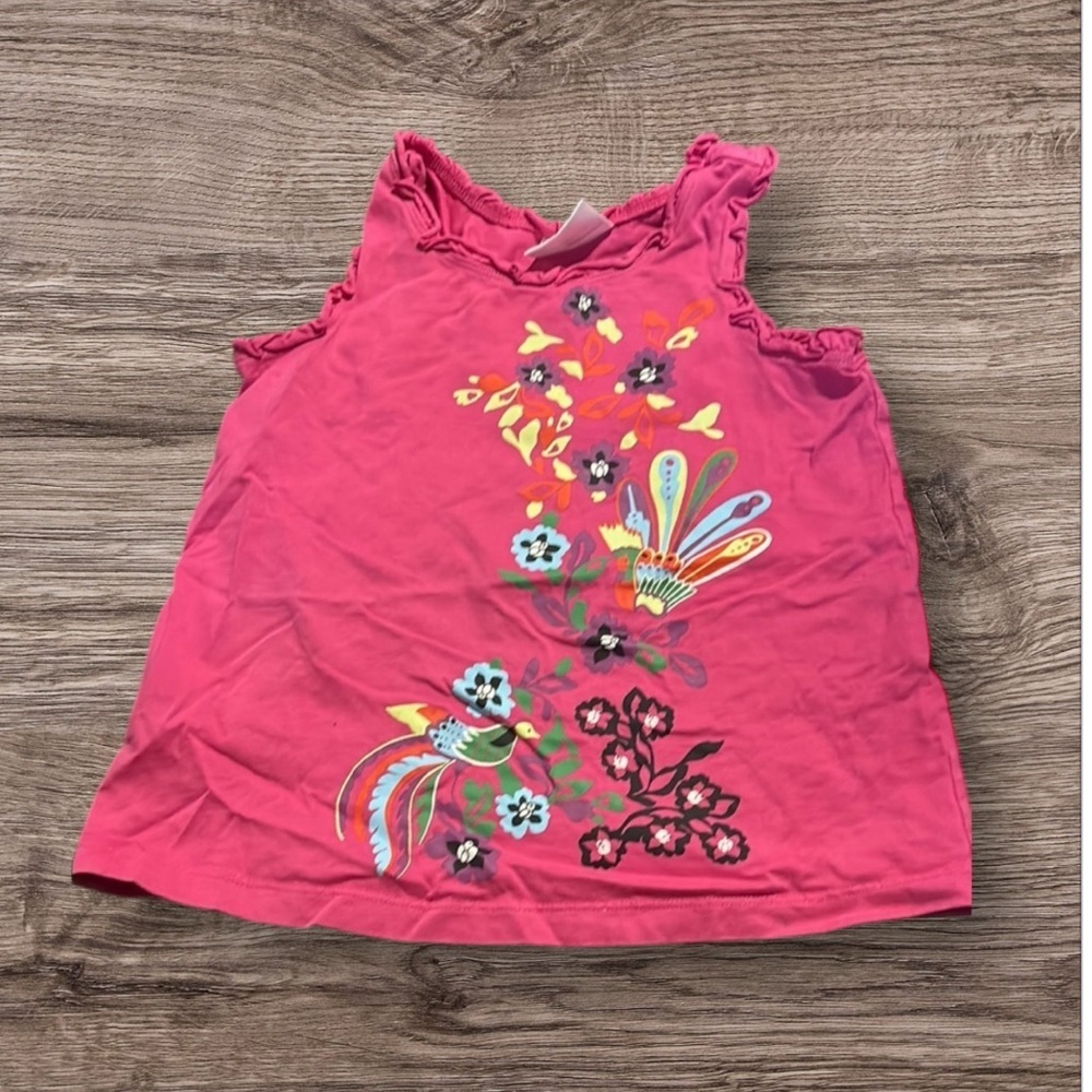 HANNA ANDERSSON EUC GIRKS PINK FLORAL TOP SHIRT TANK SUMMER CASUAL SIZE 5 110